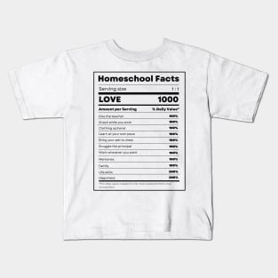 Nutrition Facts for Homeschool black Kids T-Shirt